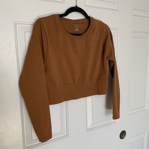 Aerie Offline Long Sleeve Cropped Active Tee - Rust